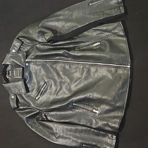 Lane Bryant Black Leather Moto Jacket Womens Size 14/16